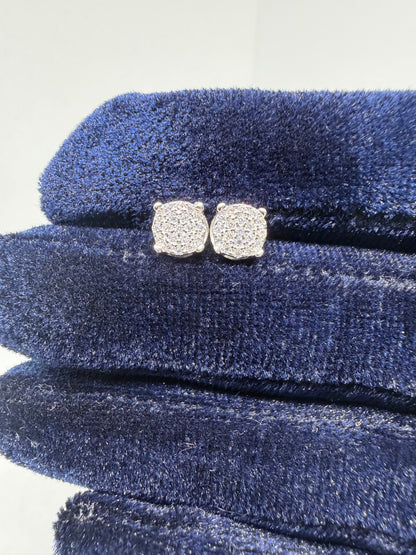 Sterling Silver Circle Cluster Moissanite Earrings