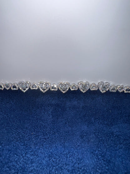 Silver Heart Moissanite Bracelet