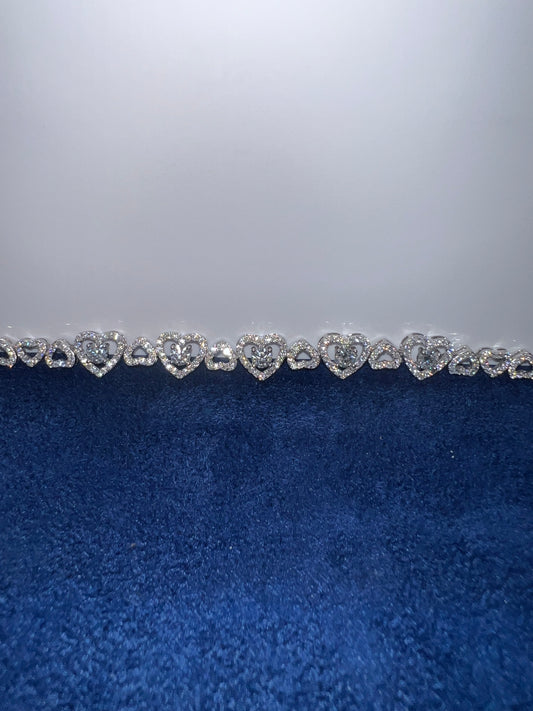 Silver Heart Moissanite Bracelet