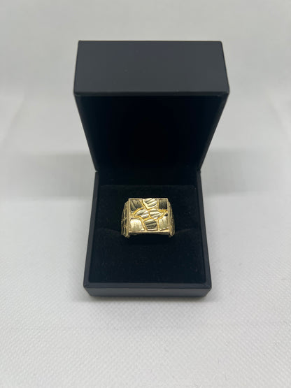 10K Solid Gold Nugget Ring - Chain Included