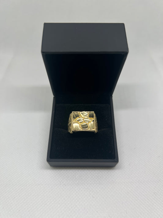 10K Solid Gold Nugget Ring - Chain Included