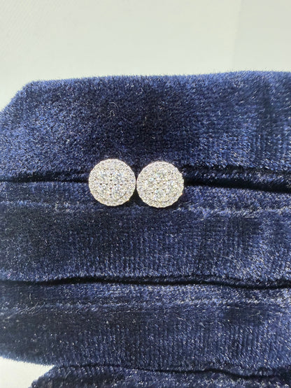 Sterling Silver Circle Halo Moissanite Earrings