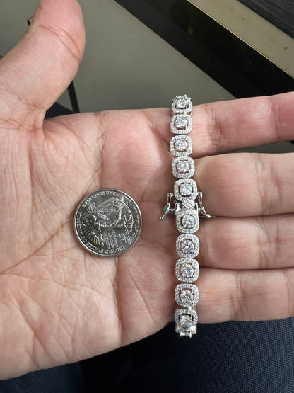 Silver Square Moissanite Bracelet