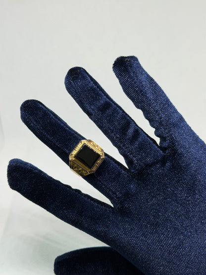 10K Solid Gold Black Onyx Ring - Size 11