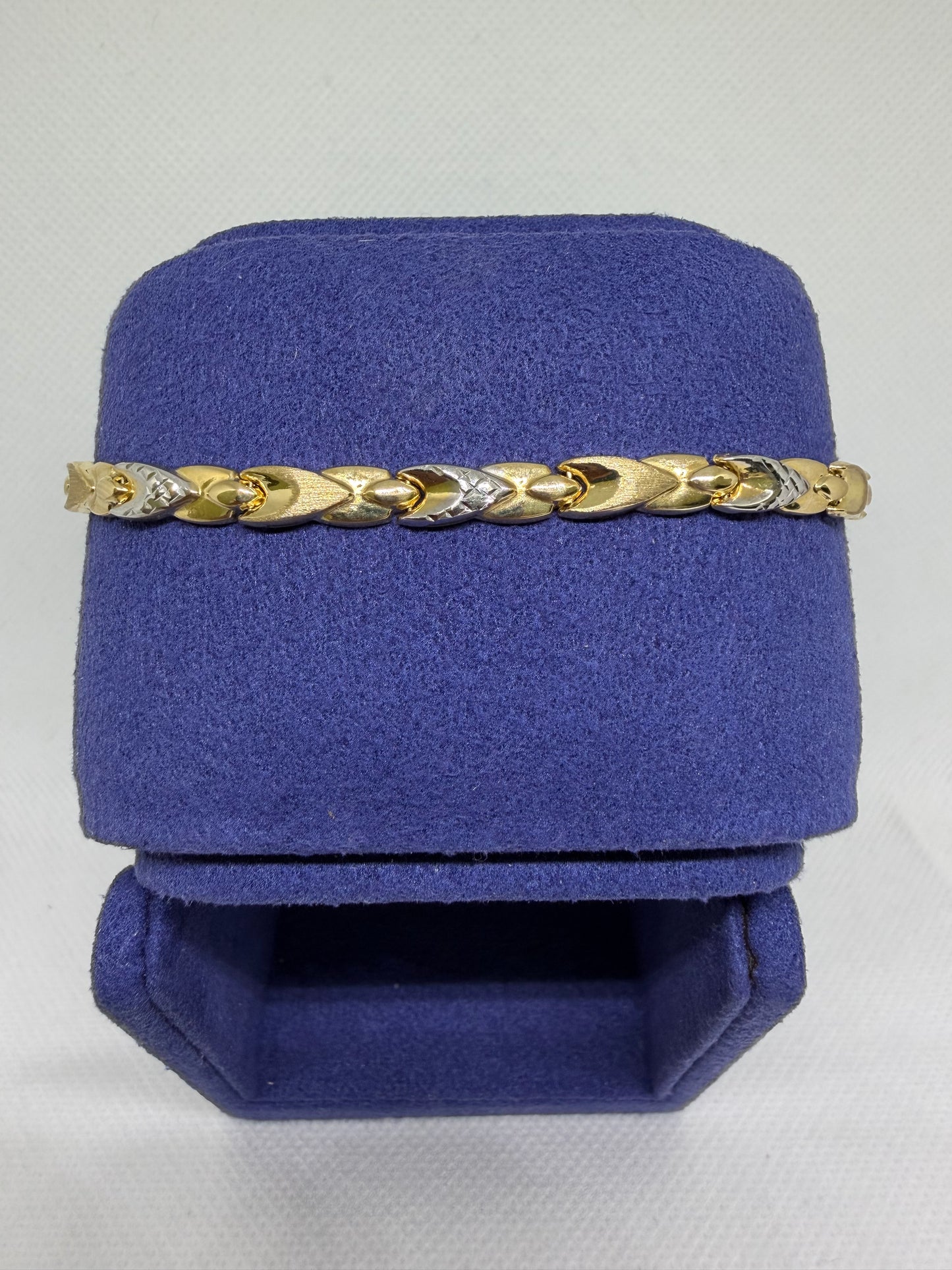 10K Solid Gold Two Tone Bracelet - 7.5 Inches