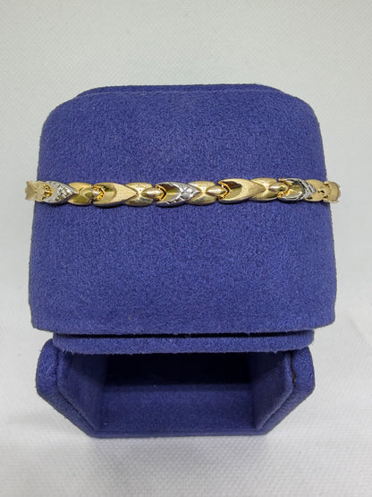 10K Solid Gold Two Tone Bracelet - 7.5 Inches