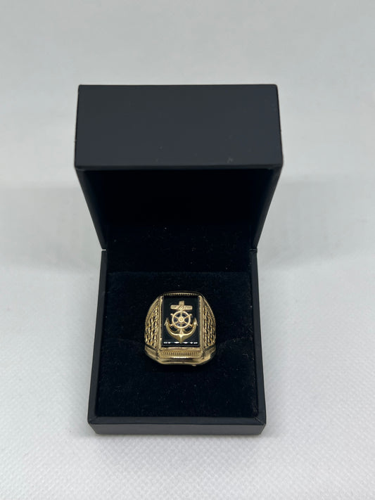 10K Solid Gold Masonic Ring - Chain Included