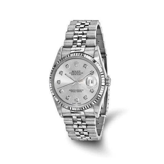 36mm Datejust Silver Diamond Dial Rolex (pre-owned)