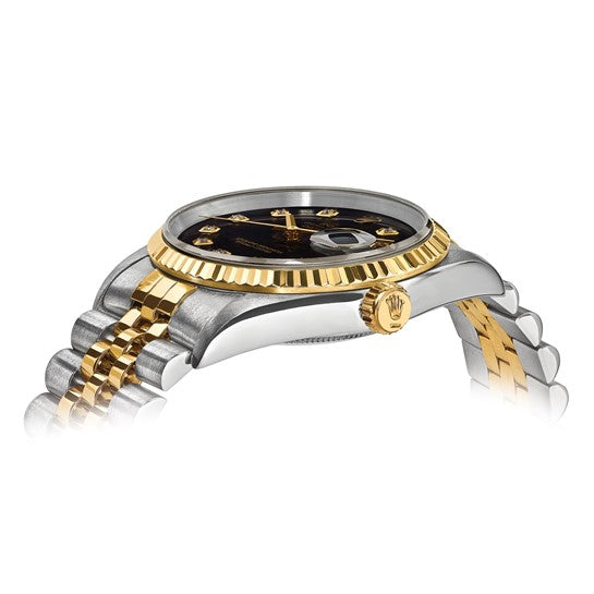 36mm Two Tone Datejust Black Diamond Dial Rolex (pre-owned)