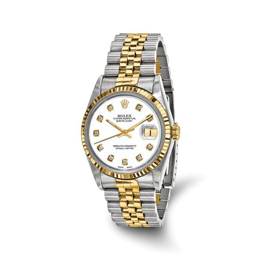 36mm Two Tone Datejust White Diamond Dial Rolex (pre-owned)