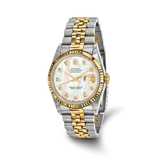 36mm Two Tone Datejust Mother of Pearl Diamond Dial Rolex (pre-owned)