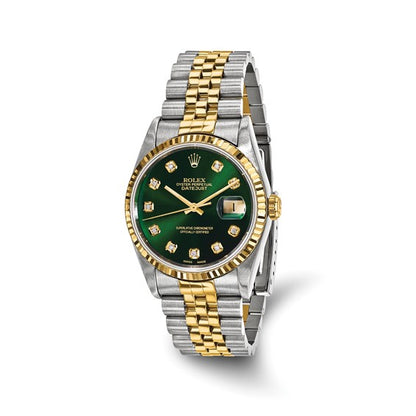 36mm Two Tone Datejust Green Diamond Dial Rolex (pre-owned)