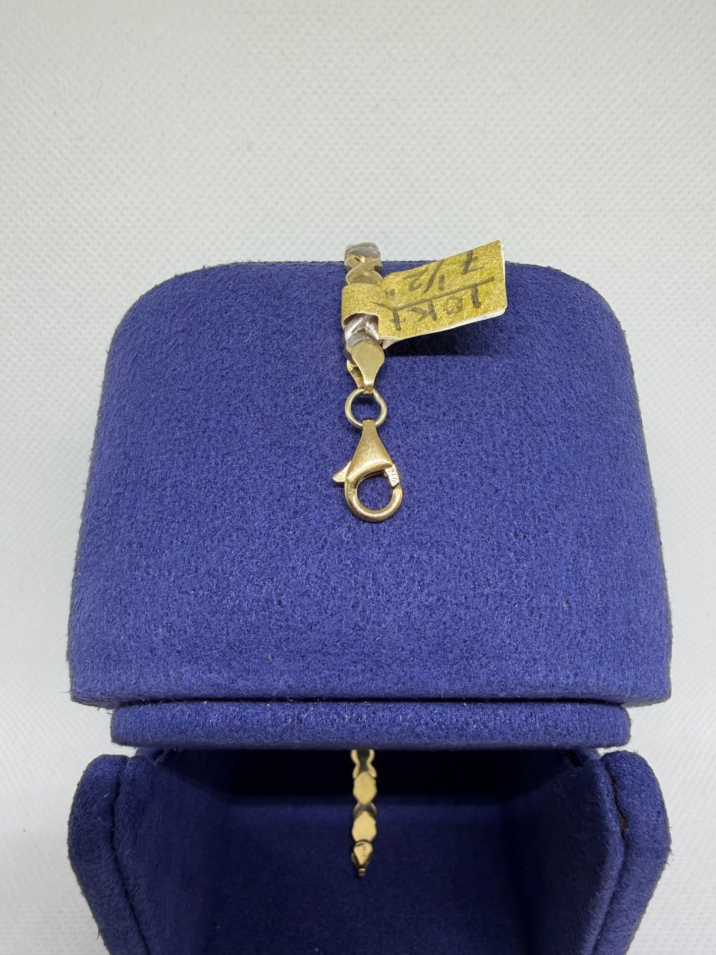 10K Solid Gold XOXO Two Tone Bracelet
