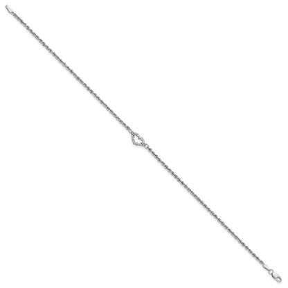 10K White Gold Heart Anklet