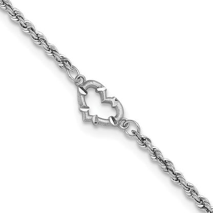 10K White Gold Heart Anklet