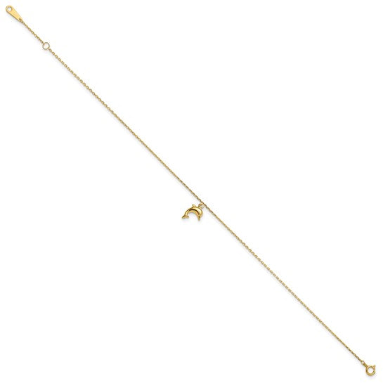 10K Yellow Gold Dolphin Anklet