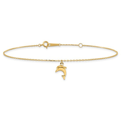 10K Yellow Gold Dolphin Anklet