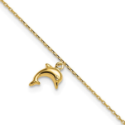 10K Yellow Gold Dolphin Anklet