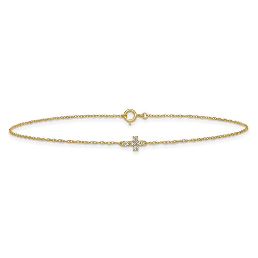 10K Yellow Gold Cross Anklet