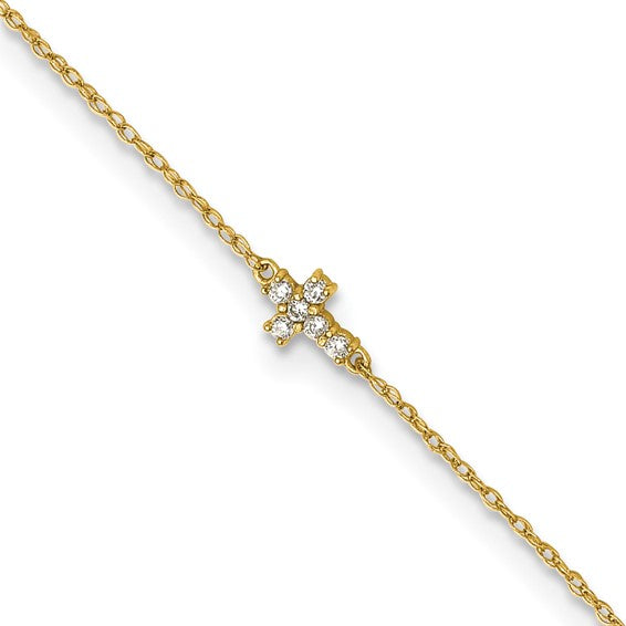 10K Yellow Gold Cross Anklet