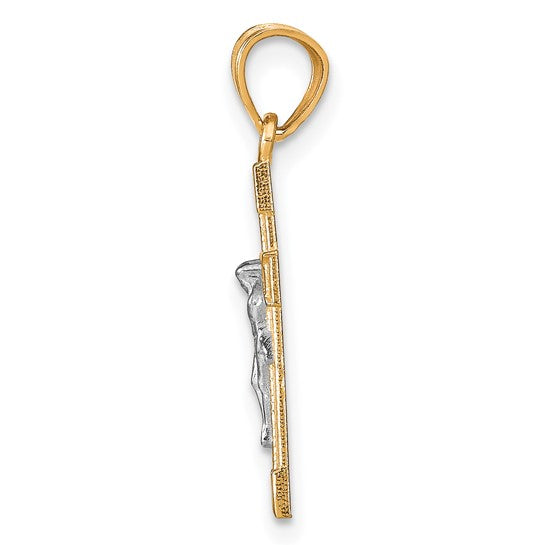 10K Two-Tone Crucifix Pendant Charm