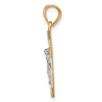 10K Two-Tone Crucifix Pendant Charm