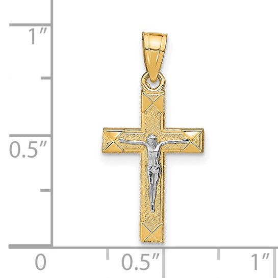 10K Two-Tone Crucifix Pendant Charm