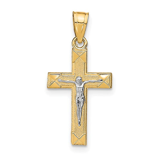 10K Two-Tone Crucifix Pendant Charm