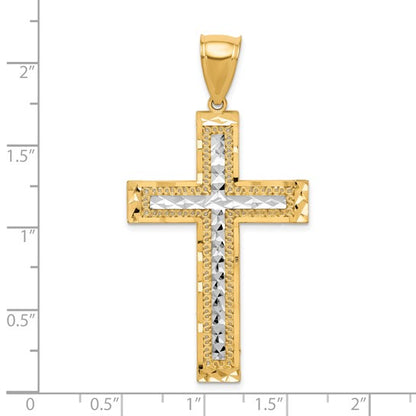 10K Diamond Cut Cross Pendant Charm