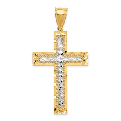 10K Diamond Cut Cross Pendant Charm