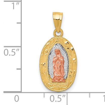 14K Tri Color Gold Mother Mary Pendant