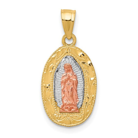 14K Tri Color Gold Mother Mary Pendant