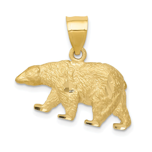 10K Diamond-cut Bear Pendant