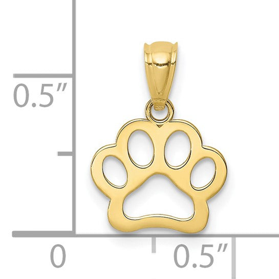 10K Paw Print Pendant Charm