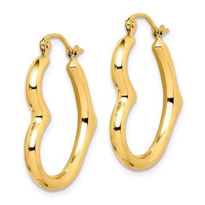 10K Yellow Gold Heart Hoop Earrings