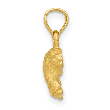 10K Gold Polished Satin Diamond-Cut Bear Pendant