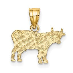 10K Flat Gold Polished Cow Pendant