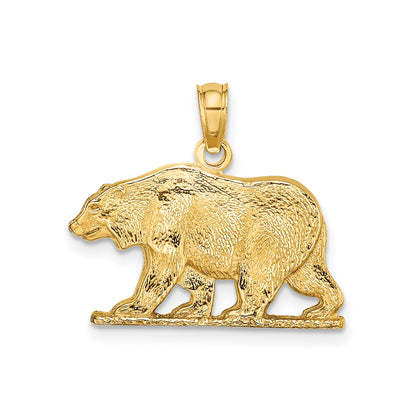 10K Gold Polished Bear Pendant
