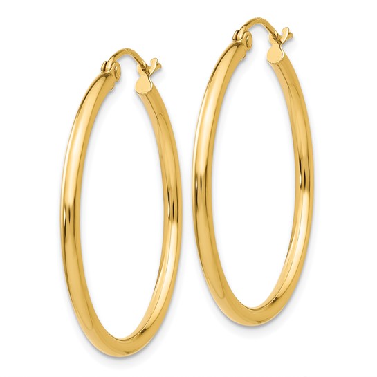 10K Gold Medium Hoop Earrings 2MM (Clasp Style)
