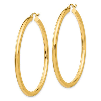 10K Gold Large Hoop Earrings 3MM (Clasp Style)