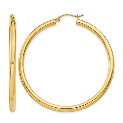 10K Gold Large Hoop Earrings 3MM (Clasp Style)