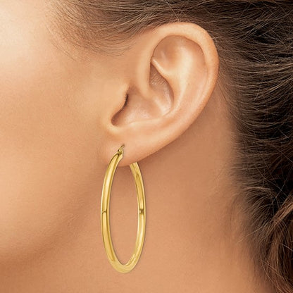 10K Gold Medium Hoop Earrings 4MM (Clasp Style)