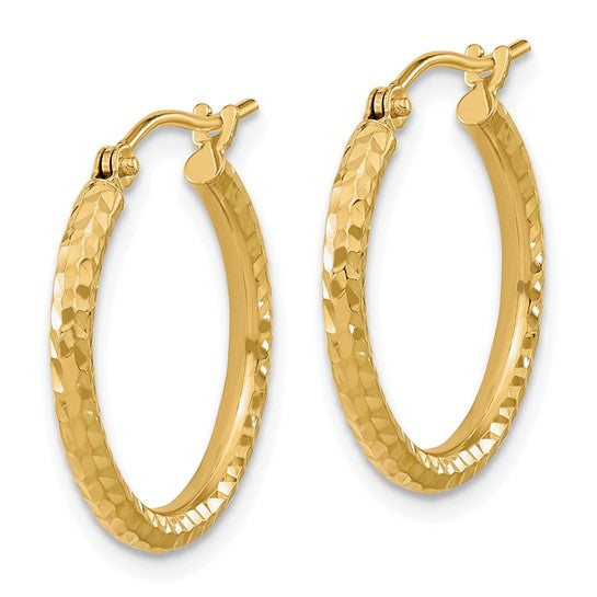10K Yellow Gold Round Tube Hoop Earrings