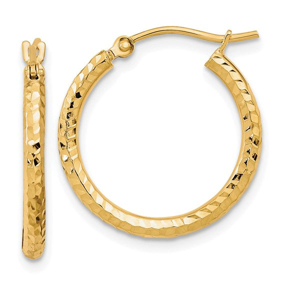 10K Yellow Gold Round Tube Hoop Earrings