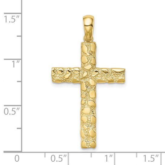 10K Nugget Cross Pendant Charm