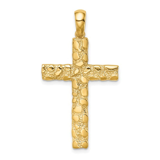 10K Nugget Cross Pendant Charm