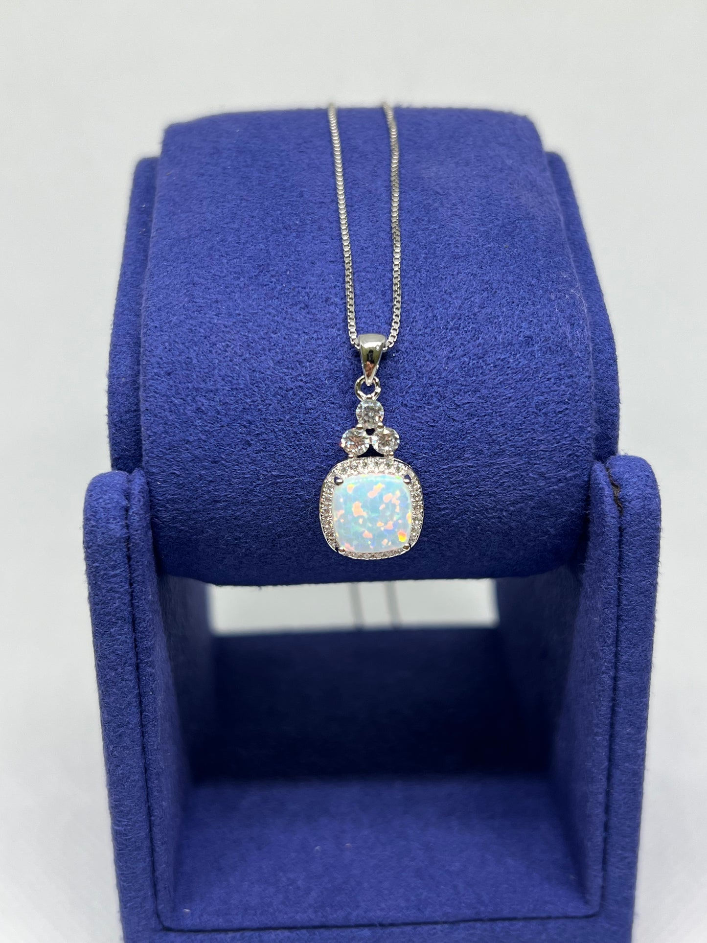 Sterling Silver Opal Earring and Pendant Set