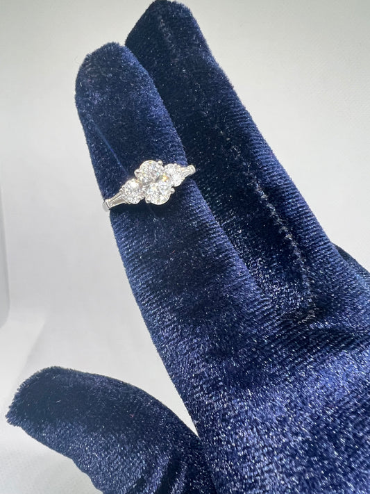 DC CERTIFIED Lab Grown Oval with Baguette Diamond Ring