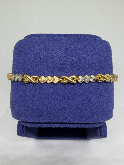 10K Solid Gold Infinity Heart Two Tone Bracelet - 7 Inches