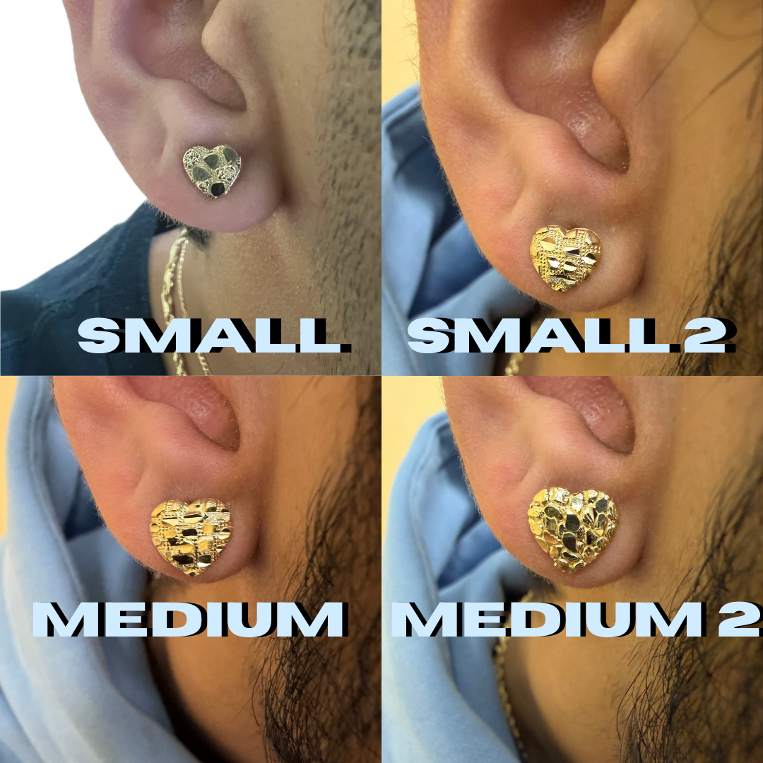 10K Yellow Gold Heart Nugget Earrings